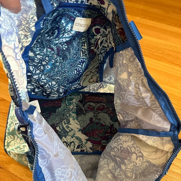 Chico's Packable Tote Blue Paisley - Picture 10 of 15